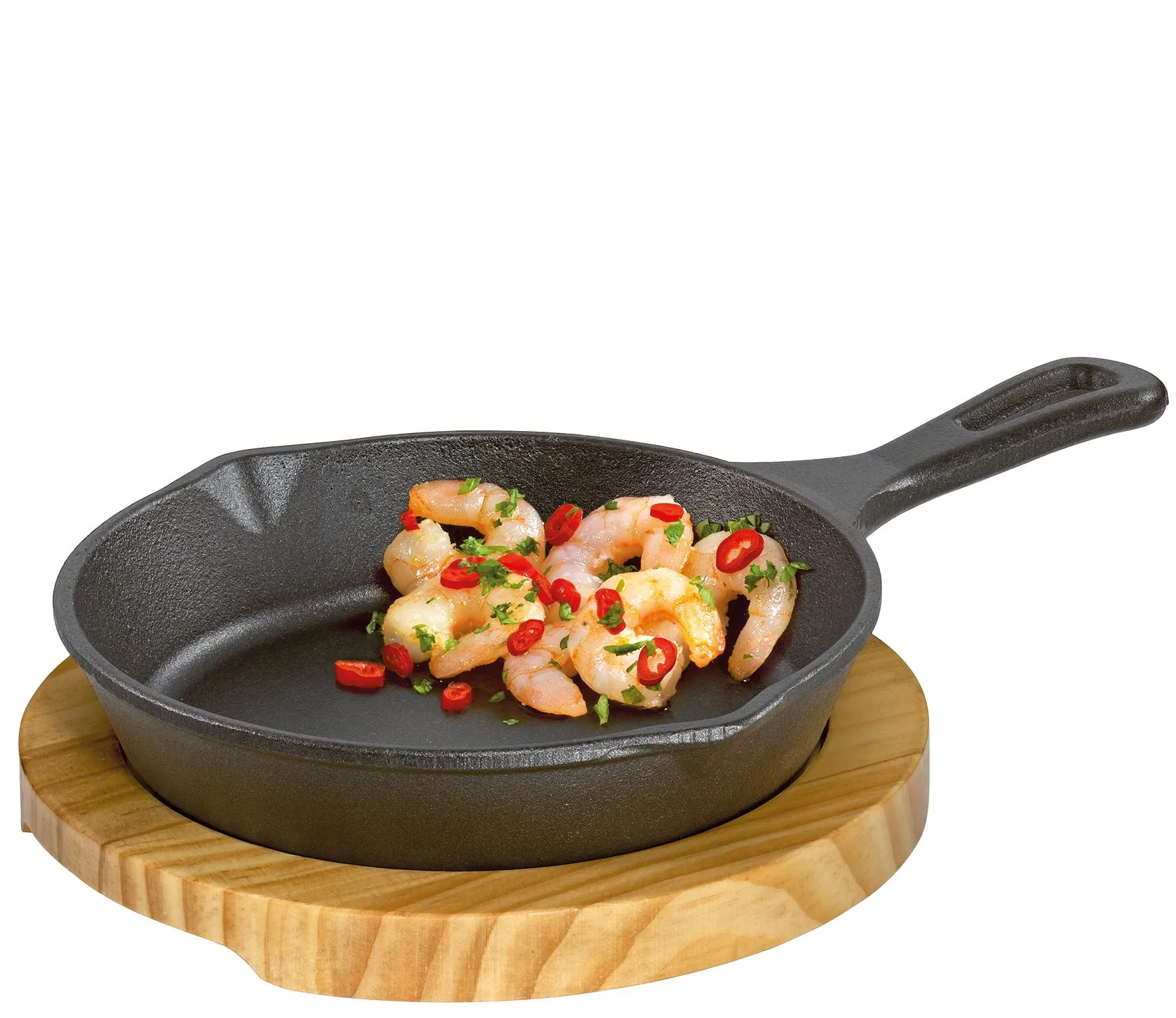 Servierpfanne mit Stielgriff & Holzbrett BBQ – Küchenprofi – Bild 3